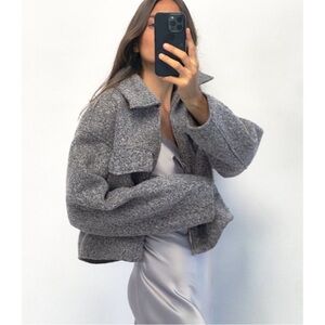 Zara Cropped Boucle Jacket